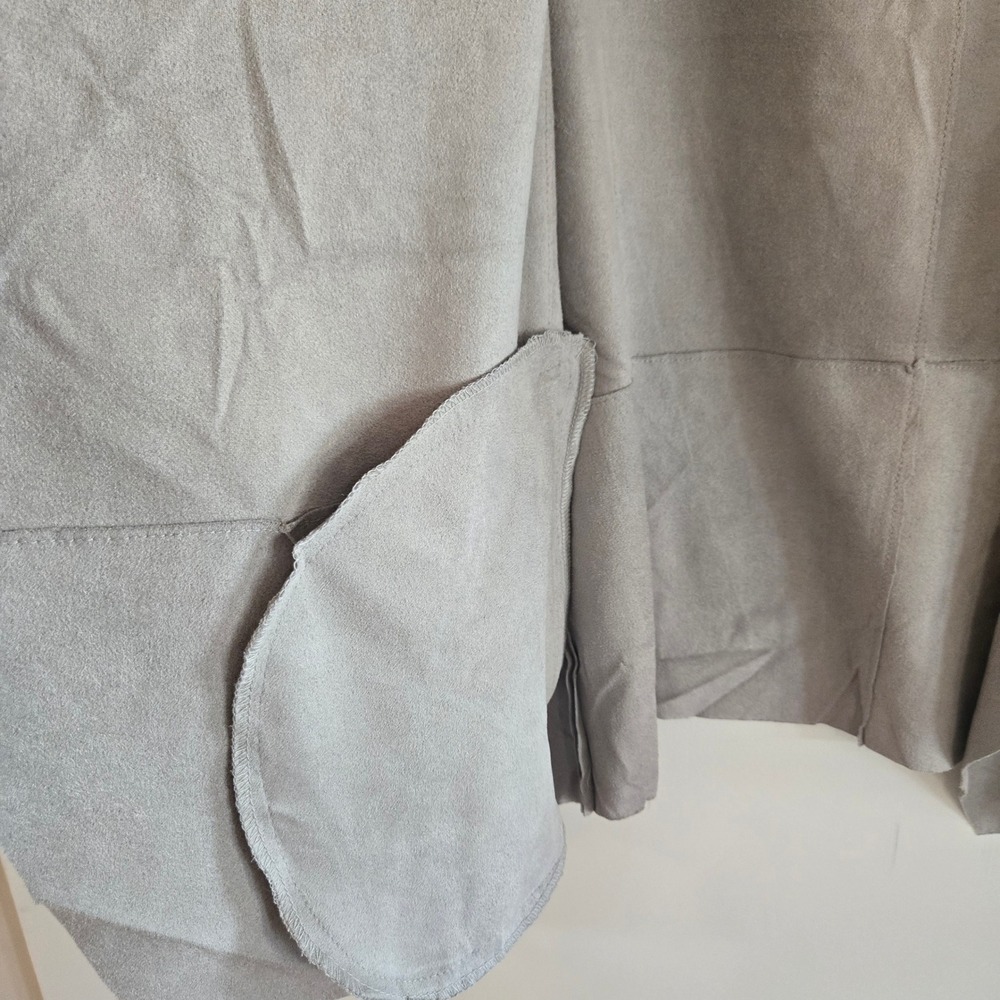 Bagatelle Collection Grey Faux Suede Draped Open Front Jacket Large 66678 - Picture 11 of 11